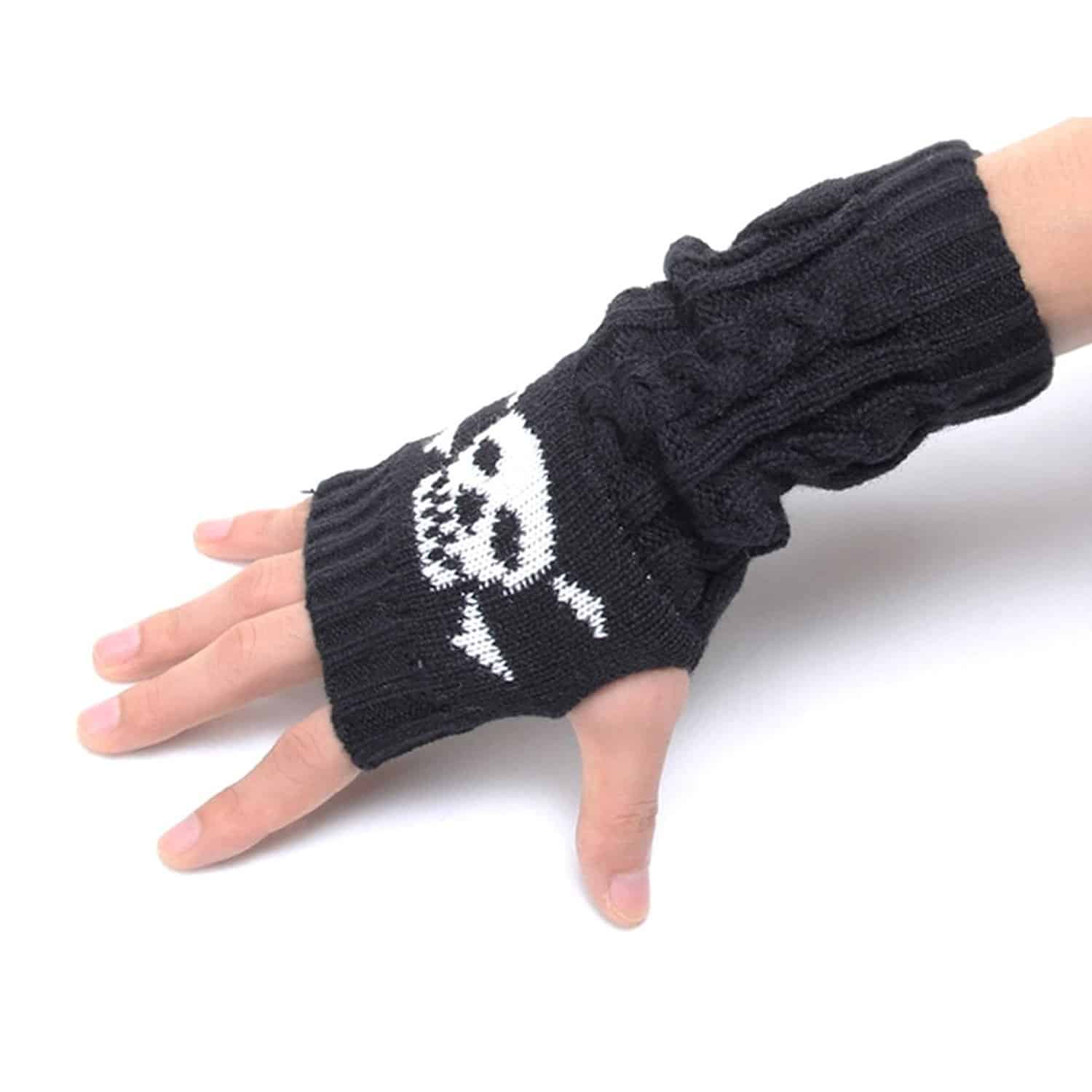 skull fingerless arm warmers Zombie Pit