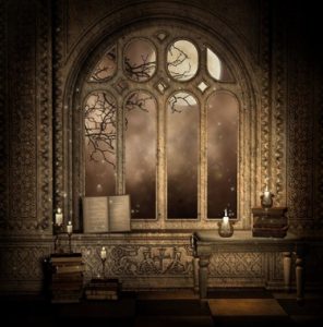 Gothic Library Shower Curtain