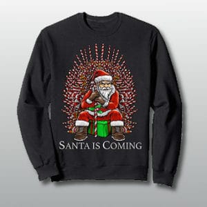 santa candy cane throne christmas sweater