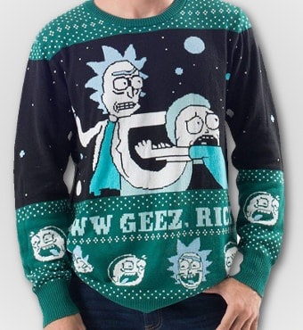 Rick and Morty Alien Aww Geez Christmas Sweater