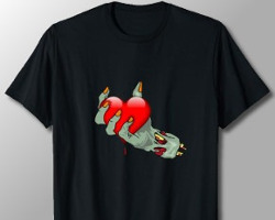 Heart in hand zombie shirt