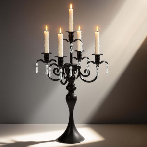 Black Crystal Pendant Candleabra