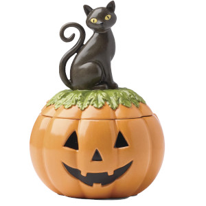 Black cat pumpkin candy dish
